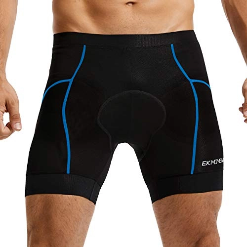 Mountain Bike Short : Ekmoment Men's Cycling Underwear Shorts 4D Padded Bicycle Bike MTB Liner Shorts with Anti-Slip Leg Grips - Blue - XL
