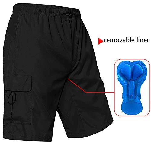 Mountain Bike Short : EZRUN Mens Mountain Bike Shorts Lightweight Bicycle MTB Shorts Loose Fit Cycling Shorts with Removable Liner - Black - Small