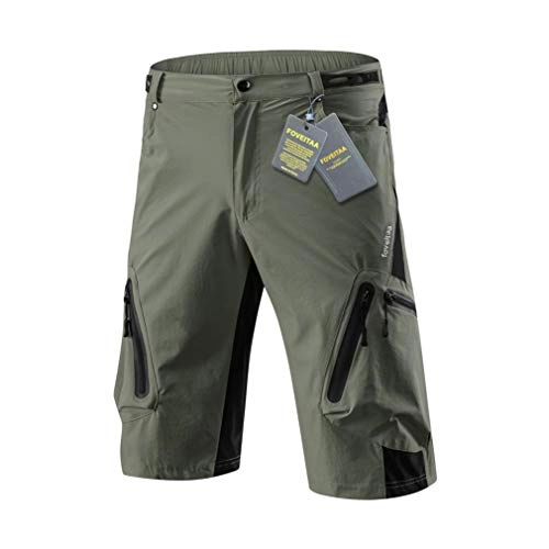 Mountain Bike Short : foveitaa Mes's MTB ShortsLoose Fit Shorts for climbing Green XL