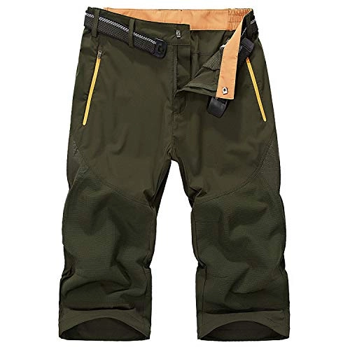 Mountain Bike Short : Freiesoldaten Men's Quick Dry Summer Shorts Lightweight Outdoor Hiking Cycling 3 / 4 Pants with Belt Army Green