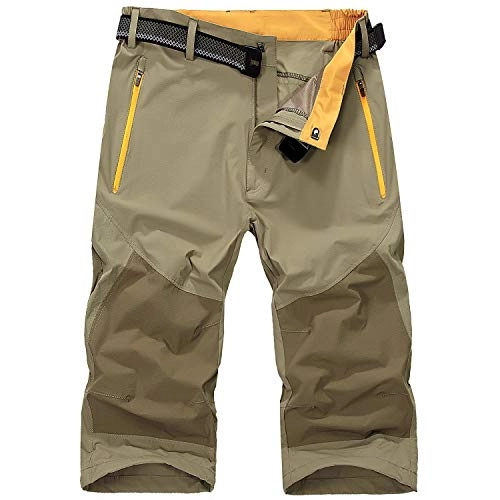 Mountain Bike Short : Freiesoldaten Men's Quick Dry Summer Shorts Lightweight Outdoor Hiking Cycling 3 / 4 Pants with Belt Khaki