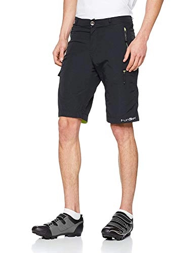 Mountain Bike Short : Funkier Men's Adventure Baggy Shorts With Padded Liner MTB Active Mountain Bike, Black, Medium