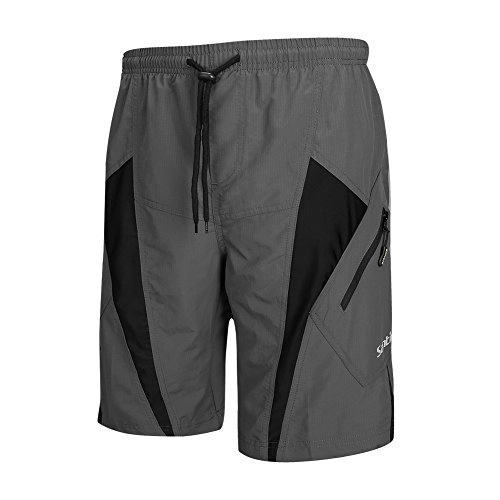 Mountain Bike Short : Hi8 Store Men's Cycling MTB Loose-Fit Bike Shorts 3D Padded Baggy 1 / 2 pants Grey (Grey, 4XL=EU-3XL)
