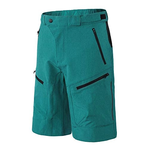 Mountain Bike Short : INBIKE Mountain Bike Shorts, MTB Bike Biking Shorts with Zip Pockets Green X-Large