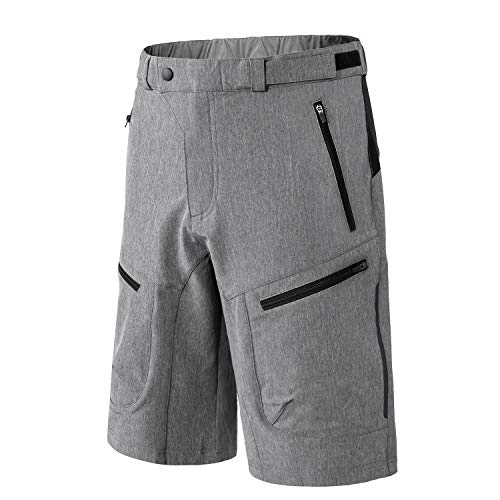 Mountain Bike Short : INBIKE Mountain Bike Shorts, MTB Bike Biking Shorts with Zip Pockets Grey X-Large