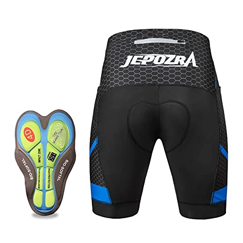 Mountain Bike Short : JEPOZRA Cycling Shorts Men Padded Gel Shorts MTB with Back Short Pants Breathable Quick Drying Cycling Shorts Men Mountain Bike Shorts, black / blue, L