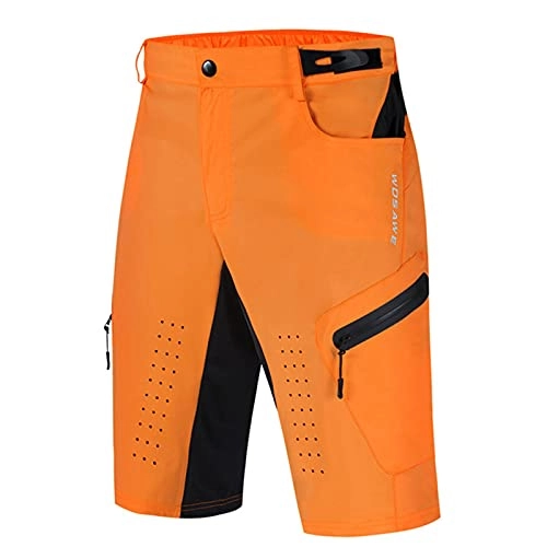 Mountain Bike Short : LIRONGXILY MTB Shorts Men Bicycle Shorts Cycling Shorts no Padded Breathable Quick Dry Mountain Bike Baggy Shorts for Outdoor Cycling Running Gym Training (Color : Orange, Size : F(XXXL))