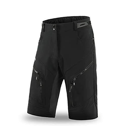Mountain Bike Short : Loose Men's Cycling Shorts with Pockets, Casual Breathable Mountain Bike Shorts for Men, Baggy Quick Dry Training Shorts Pants, Water Resistant Men's MTB Bicycle Shorts(Size:S, Color:Black)