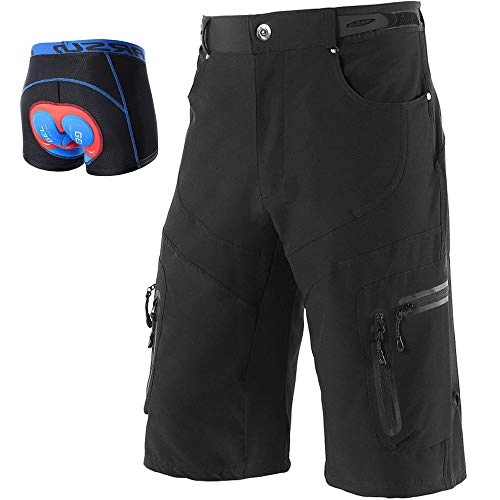 Mountain Bike Short : LXZH Cycling Shorts Men Padded 5D Gel, Cycling Short MTB Mountain Road Bike Sport Shorts Bicycle Pants Underwear Breathable and Quick-drying, Black, L