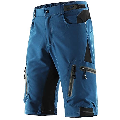 Mountain Bike Short : Men Cycling Shorts Baggy No Padded Mountain Bike Shorts Breathable Quick Dry MTB Biking Pants Loose Fit Outdoor Bicycle Shorts for MTB Downhill Sports, Navy blue, M