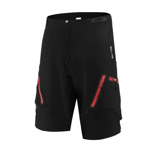 Mountain Bike Short : Men Mountain Bike Bicycle Riding Sports Losse fit Baggy Cycling Shorts MTB Downhill Breathable Riding Shorts-Red||XXL