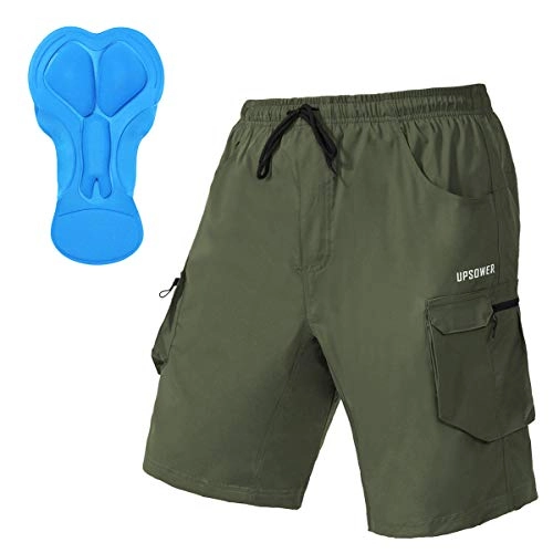 Mountain Bike Short : Men's 3D Padded Mountain Bike Shorts - Cycling Shorts Lightweight Loose-fit Bicycle MTB Shorts with Pockets - green - X-Large