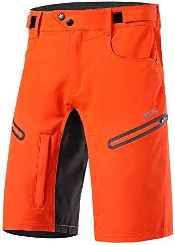 Mountain Bike Short : Men's Cycling Shorts, Lightweight and Baggy No Padded MTB Mountain Bike Sport Shorts Breathable Mesh Back Design Shorts for Running Gym Training (Orange, L)