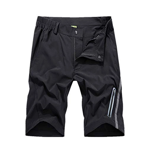 Mountain Bike Short : Men's cycling shorts Men's Mountain Bike Shorts Cycling Waterproof Outdoor Leisure pants for Fishing Running Hiking Breathable outdoor sportswear (Color : Black, Size : L)