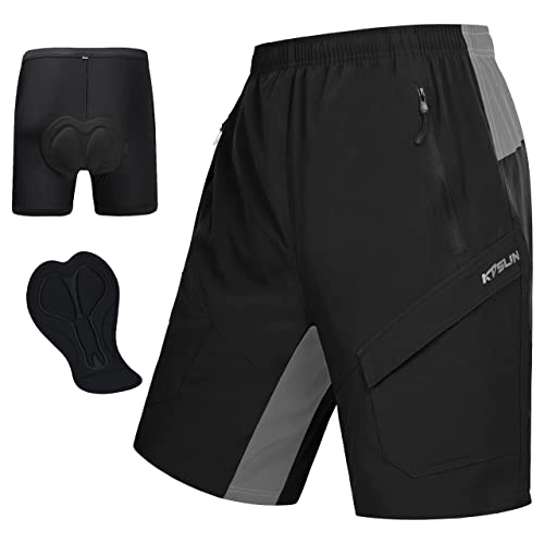 Mountain Bike Short : Men's Mountain Bike Shorts 3D Padded Lightweight Bicycle Cycling MTB Bike Shorts-Baggy & Comfy(Black M)