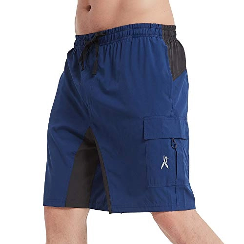 Mountain Bike Short : Mens Mountain Bike Biking Shorts, Bicycle MTB Shorts, Loose Fit Cycling Baggy Lightweight Pants (Blue S)