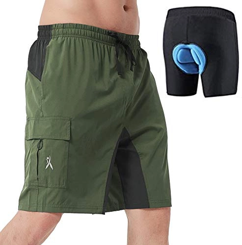 Mountain Bike Short : Mens Mountain Bike Biking Shorts, Bicycle MTB Shorts, Loose Fit Cycling Baggy Lightweight Pants (Green M)