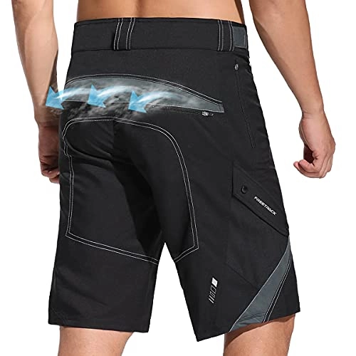 Mountain Bike Short : Mens Mountain Bike Shorts Breathable Lightweight Quick Dry Baggy MTB Shorts Hiking Cycling Shorts Loose Fit for Outdoor Biking Running (M) Black