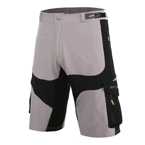 Mountain Bike Short : Mens Mtb Baggy Cycling Shorts Quick Dry Outdoor Men's Mountain Bike Bicycle Riding Sports Losse fit Breathable Riding Shorts-1406B Gray||XXL