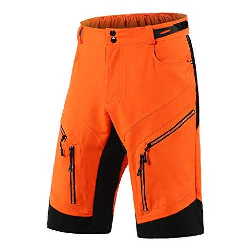 Mountain Bike Short : MTB Shorts Mens Baggy Breathable Cycling Shorts Waterproof Cycle Shorts Adjustable Waistband with 6 Pockets Mountain Bike Shorts for Outdoor Cycling Running Gym Training, Orange, S