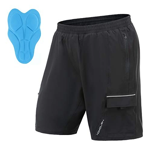 Mountain Bike Short : Nomolen Men's Mountain Bike Shorts 3D Padded Lightweight Waterproof MTB Cycling Shorts Loose-Fit Bike Shorts - black - XX-Large
