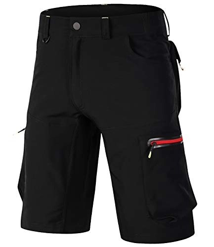 Mountain Bike Short : Outto Men's Mountain Bike Shorts Road Cycling Loose Casual MTB Clothing (34-36, 1809 Black / Red)