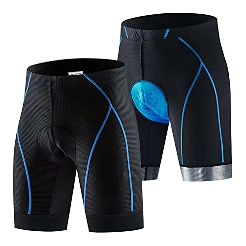 Mountain Bike Short : Padded Cycling Shorts for Men and Women, Mountain Bike Shorts with 3D Padding Tight High-Elasticity Breathable MTB Bicycle Shorts, Blue-XXL