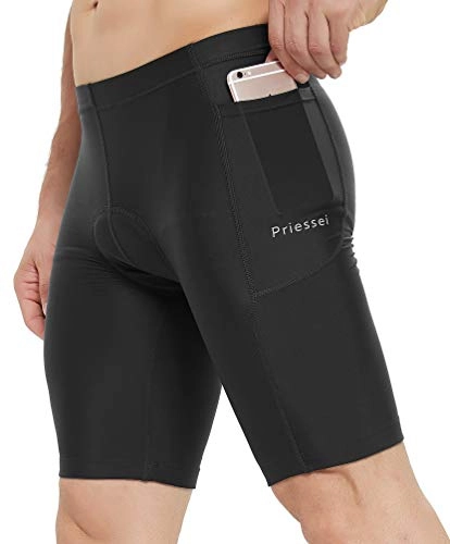 Mountain Bike Short : Priessei Men's Cycling Shorts Padded Bicycle Riding Pants Road Bike Shorts Breathable Quick Dry Cycle Wear Tights(Black, XXL)