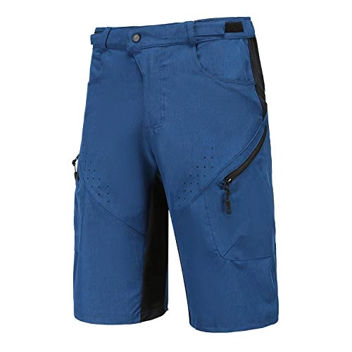 Mountain Bike Short : Priessei Mens Mountain Bike Biking Shorts Lightweight MTB Cycling Shorts with Zip Pockets (Blue M)