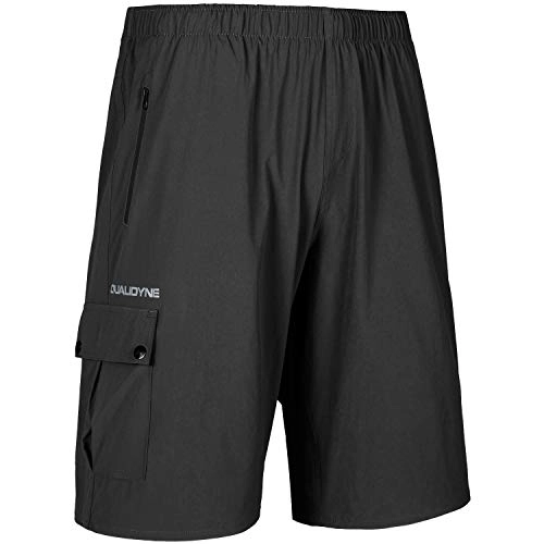 Mountain Bike Short : qualidyne Mens Cycling Shorts Baggy Loose Fit MTB Shorts 4D Padded Breathable Outdoor Sports Running Shorts with Zipper Pockets