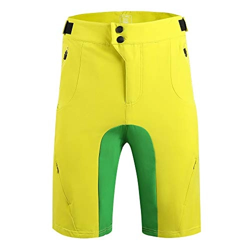 Mountain Bike Short : SAENSHING Men's Loose-Fit Waterproof Cycling Shorts Breathable Baggy MTB Shorts Quick Dry (S, Yellow)