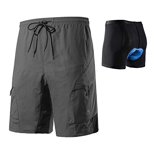 Mountain Bike Short : Santic Men's Loose-fit Mountain Bike Shorts Coolmax Lightweight Cycling MTB Shorts - - 3X-Large