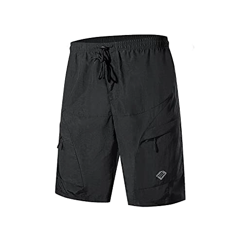 Mountain Bike Short : Santic Men's Loose-fit Mountain Bike Shorts Coolmax Lightweight Cycling MTB Shorts - - Large