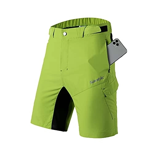 Mountain Bike Short : Santic Men's Mountain Bike Shorts Loose Fit MTB Shorts Cycling Shorts Baggy Zipper Pockets Green XXXL
