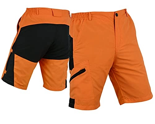 Mountain Bike Short : SelectCyclingWear Pro Comfort MTB Mountain Bike Baggy Shorts with Lycra Coolmax Padded Liner (Orange / Black, X-Large(34"-36"))