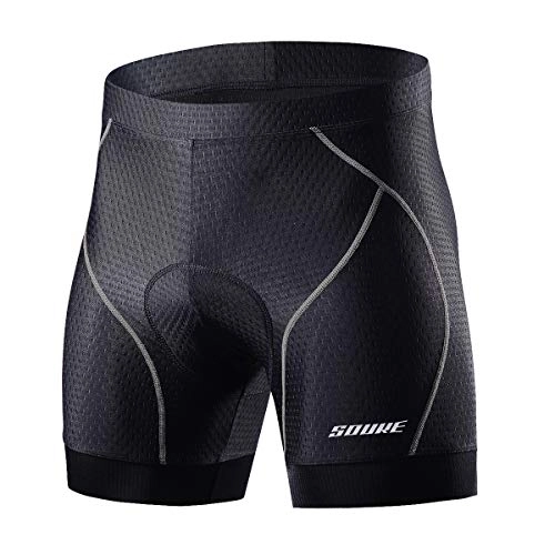 Mountain Bike Short : Souke Sports Men's Cycling Underwear 4D Padded Breathable Bike Undershort Shorts Anti-Slip Design Gray M