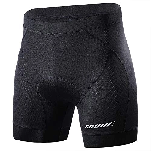 Mountain Bike Short : Souke Sports Men's Cycling Underwear Shorts 4D Padded Bike Bicycle MTB Liner Shorts with Anti-Slip Leg Grips (Black, Medium)