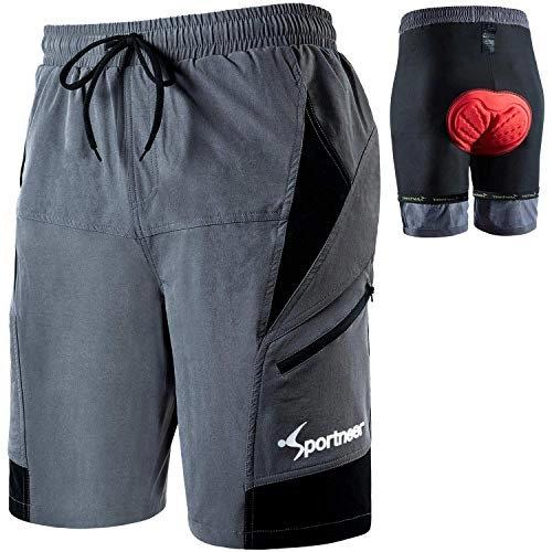 Mountain Bike Short : Sportneer Men's Bicycle Shorts, Mountain Bike Shorts with 3D Padded, Breathable and Quick dry, MTB Shorts for Outdoor Cycling Running Gym Training, L