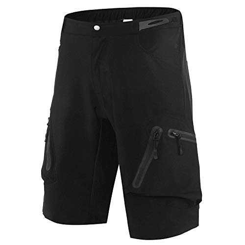 Mountain Bike Short : Sportout cycling shorts with 4D padded, non-slip mountain bike men's trousers, MTB cycling trousers, shock absorbing and quick-drying, Men, 3 black, L