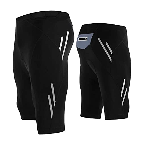 Mountain Bike Short : Sunangle Mountain Bike Shorts for Men With Padding, Summer Breathable Quick-Dry High-Elasticity Bike Cycling Shorts, Black, L