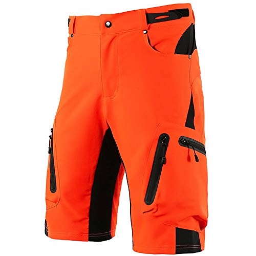 Mountain Bike Short : Upgrade MTB Cycling Shorts Men Baggy, Outdoor Sports Mountain Bike Shorts Downhill, Breathable Loose Fit Bicycle Shorts Shockproof Waterproof Lightweight, Orange, XL