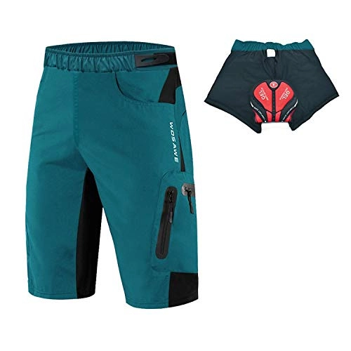 Mountain Bike Short : WBNCUAP Cycling shorts mountain downhill quick-drying shorts integrated silicone shorts casual cycling pants (Color : Navy blue, Size : Medium)