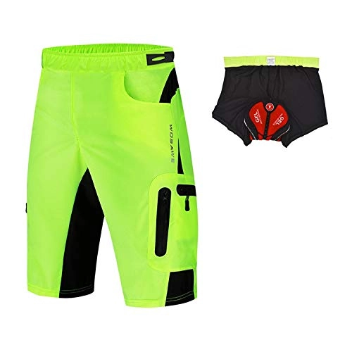 Mountain Bike Short : WBNCUAP Cycling shorts, mountain downhill shorts, leisure cycling pants, quick-drying silicone shorts (Color : Green, Size : Medium)