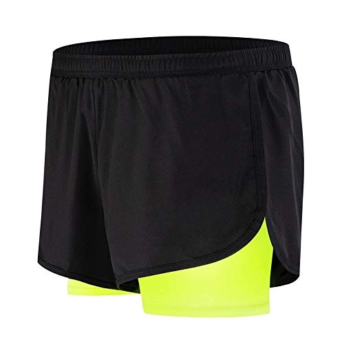 Mountain Bike Short : WBNCUAP Mountain biking men and women three-point loose with inner mesh breathable marathon running fitness sports shorts (Color : Green, Size : Large)