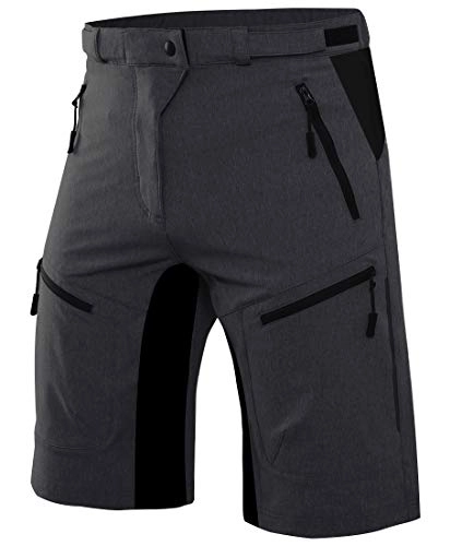 Mountain Bike Short : Wespornow Men's-Mountain-Bike-Shorts-MTB-Cycling-Shorts with Zipper Pockets (Black Grey, L)