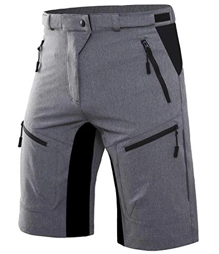 Mountain Bike Short : Wespornow Men's-Mountain-Bike-Shorts-MTB-Cycling-Shorts with Zipper Pockets (Grey, 3XL)