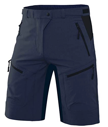 Mountain Bike Short : Wespornow Men's-Mountain-Bike-Shorts-MTB-Cycling-Shorts with Zipper Pockets (Navy, L)