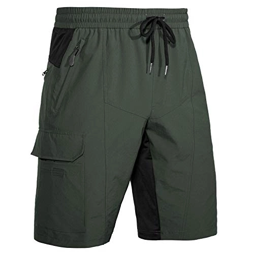 Mountain Bike Short : Wespornow Men's-MTB-Mountain-Bike-Cycling-Shorts, Baggy-Breathable-Bike-Shorts with Pockets (Army Green, L)