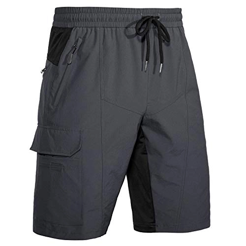 Mountain Bike Short : Wespornow Men's-MTB-Mountain-Bike-Cycling-Shorts, Baggy-Breathable-Bike-Shorts with Pockets (Grey, L)