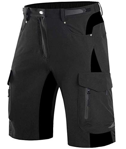 Mountain Bike Short : Wespornow Mountain-Bike-MTB-Shorts for Men (Black, L)